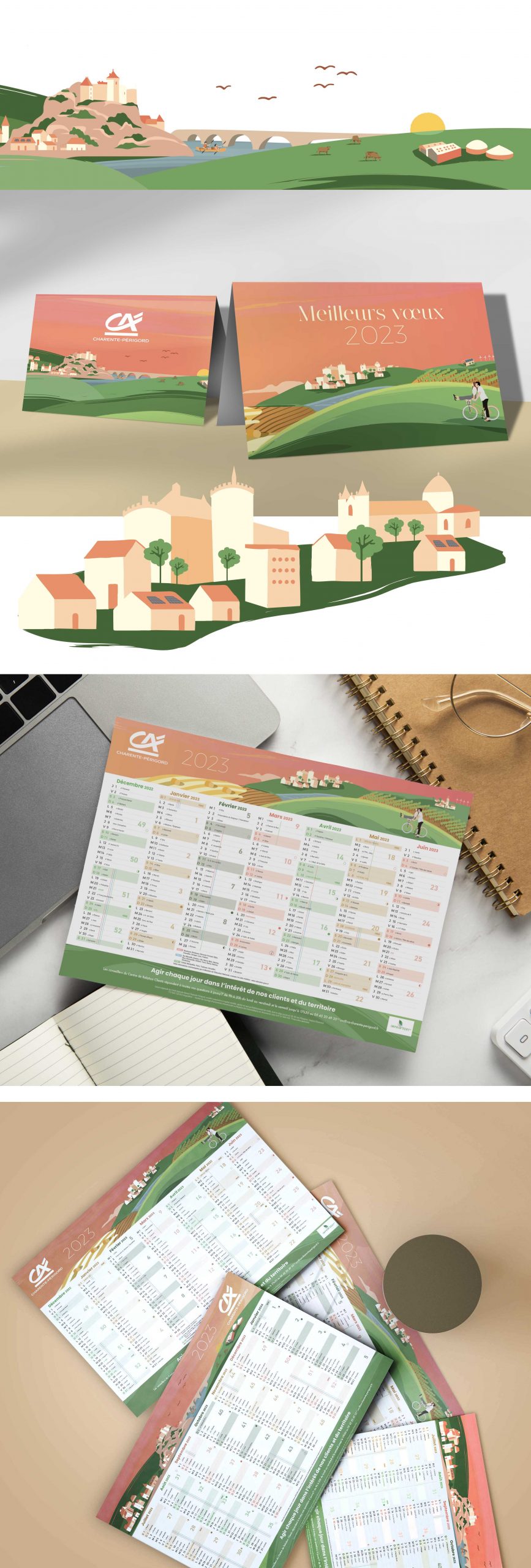 calendrier et carte de voeux du crédit agricole en 2023
